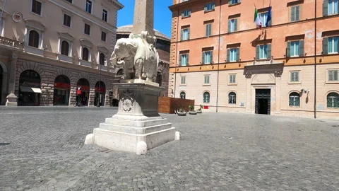 Elephant stone statue fast movement in Rome in Italy in Europe Stock Footage 135609554