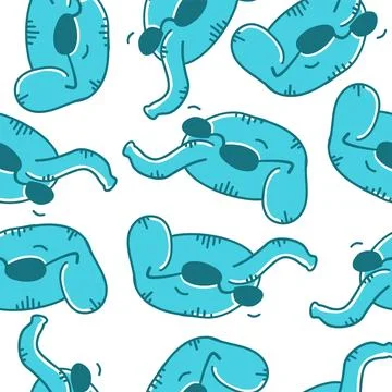 Elephant in sunglasses seamless pattern in cartoon flat style Stock Illustration