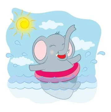 Elephant swimming in pool Stock Illustration
