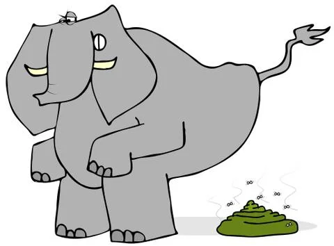 Elephant taking a crap Stock Illustration
