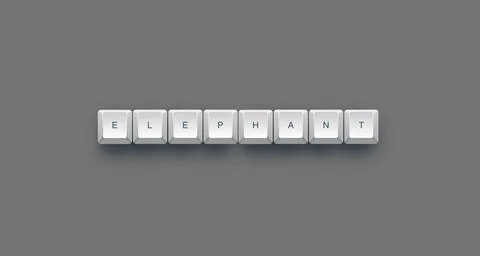 Elephant text on a 3d keyboard button with shadow concept series 스톡 일러스트