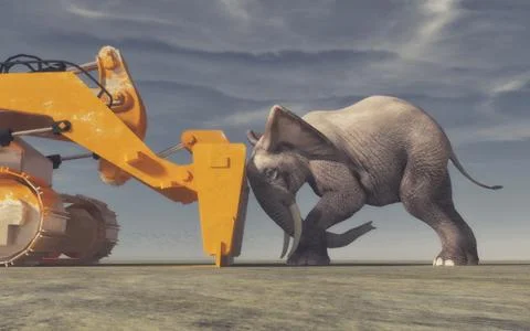 An elephant tries its force Stock Illustration