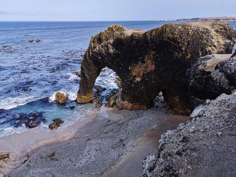 Elephant trunk beach in marcona with beach view Stock Photos