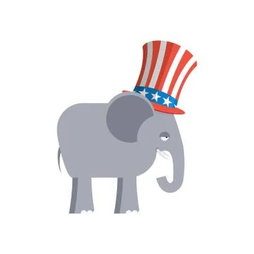 Elephant in Uncle Sam hat. Republican Elephant. Symbol of political party in  스톡 일러스트