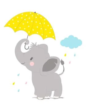 Elephant under umbrella Stock Illustration