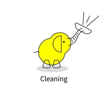 Elephant with vacuum cleaner Stock Illustration