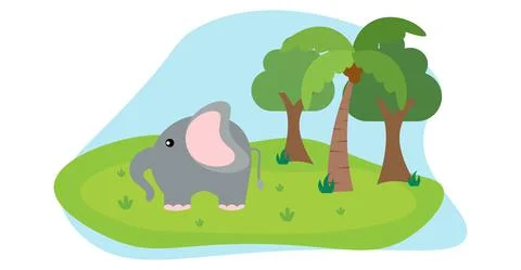 Elephant Vector Cute Animals in Cartoon Style, Wild Animal, Designs for Baby  Stock Illustration