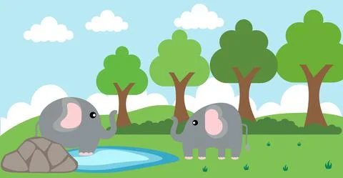 Elephant Vector Cute Animals in Cartoon Style, Wild Animal, Designs for Baby  Stock Illustration