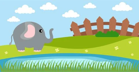 Elephant Vector Cute Animals in Cartoon Style, Wild Animal, Designs for Baby  스톡 일러스트