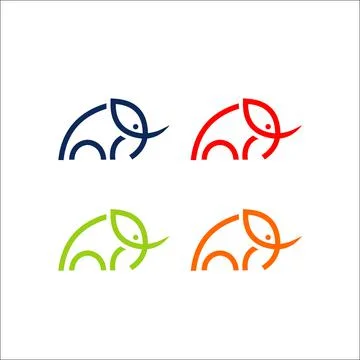 Elephant vector logo line art illustration Stock Illustration