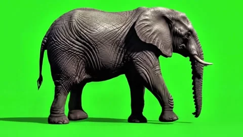 Elephant walking continuously of the middle point in pure clean green screen Stock Footage 318390892