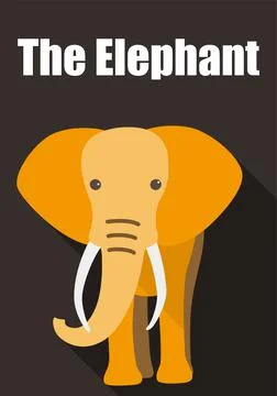Elephant walking to you, flat 3D icon design 스톡 일러스트