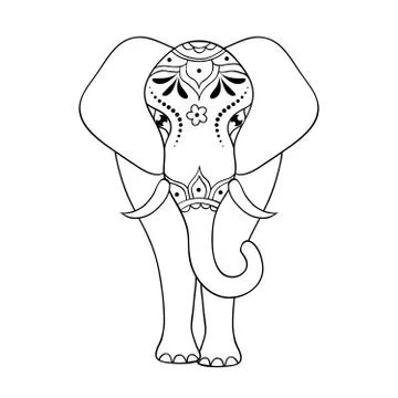 Elephant on white background Stock Illustration