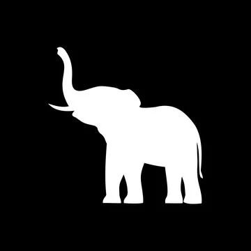 Elephant white on black background Illustrazione stock