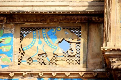 Elephant on Window Pane Stock Photos