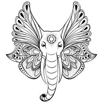 Elephant with wings instead ears Stock Illustration