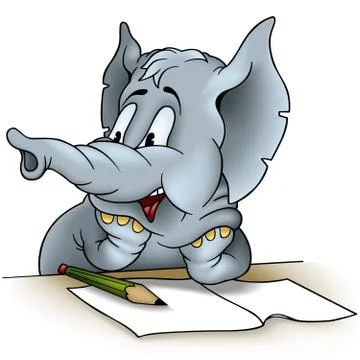 Elephant Writing Stock Illustration