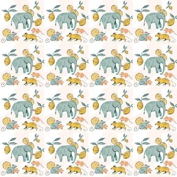 Elephants and mouses Stock Illustration