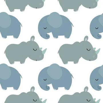 Elephants and rhinos a seamless pattern Stock Illustration