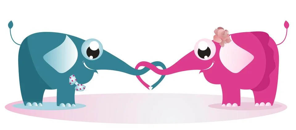 Elephants fall in love Stock Illustration