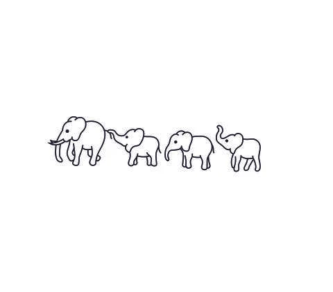 Elephants four Stock Illustration