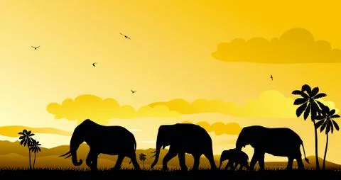 Elephants Stock Illustration