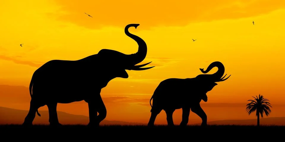Elephants Stock Illustration