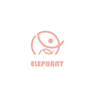 Elephants Logo Design Template Flat Style Vector Stock Illustration