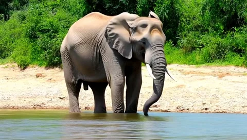 Elephants in the water Video stock 309935826