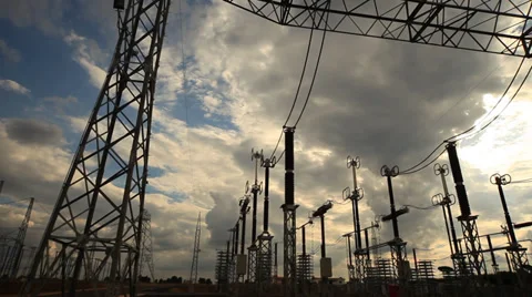 Elestrical Substation Pan Stock Footage 27347043