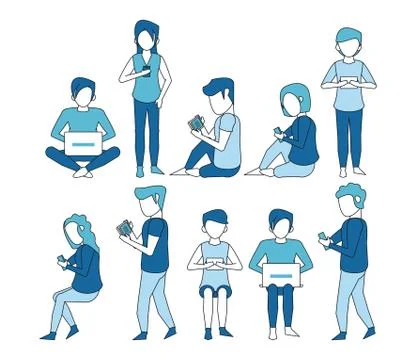Eletronic device use by avatar Stock Illustration
