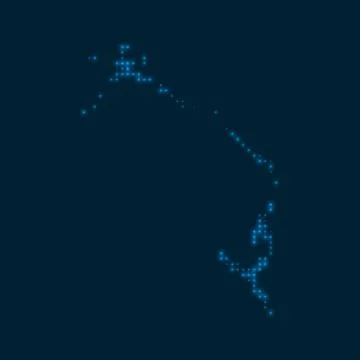 Eleuthera dotted glowing map. Shape of the island with blue bright bulbs. V.. イラスト素材