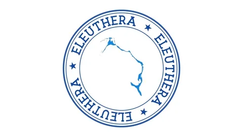 Eleuthera intro. Badge with the circular name and map of island. Eleuthera ro... Stock Footage 231099452