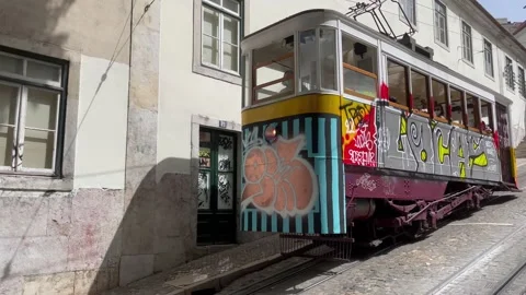 Elevador da Glória (Ascensor da Glória) Video stock 199787341