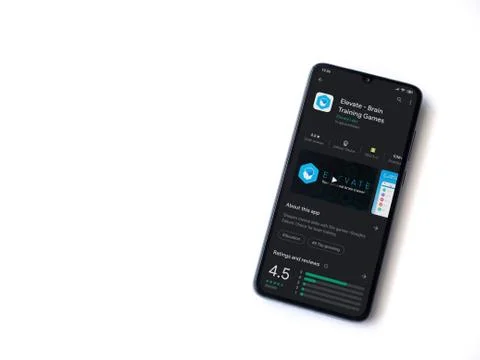 Elevate - Brain training games app play store page on the display of a black  Stock Photos
