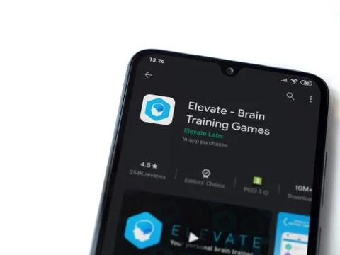 Elevate - Brain training games app play store page on the display of a black  Stock Photos