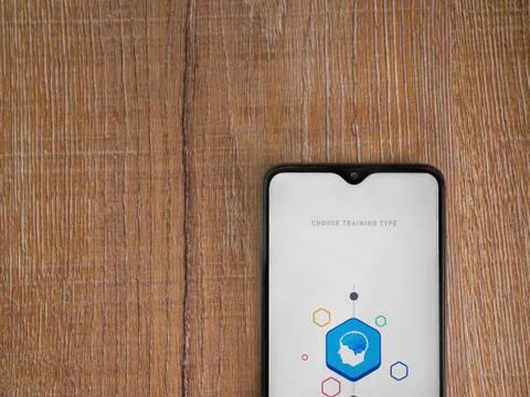 Elevate - Brain training games app launch screen with logo on the display of  Stock Photos