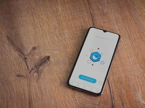 Elevate - Brain training games app launch screen with logo on the display of  Stock Photos