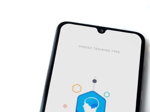 Elevate - Brain training games app launch screen with logo on the display of  Stock Photos