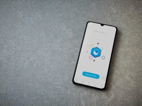 Elevate - Brain training games app launch screen with logo on the display of  Stock Photos