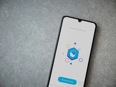Elevate - Brain training games app launch screen with logo on the display of  Stock Photos