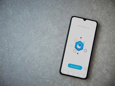 Elevate - Brain training games app launch screen with logo on the display of  Stock Photos