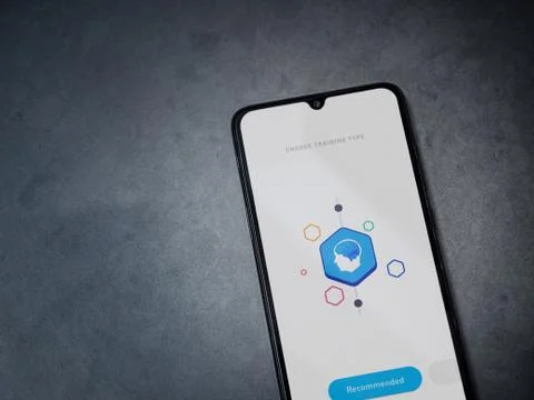 Elevate - Brain training games app launch screen with logo on the display of  Stock Photos