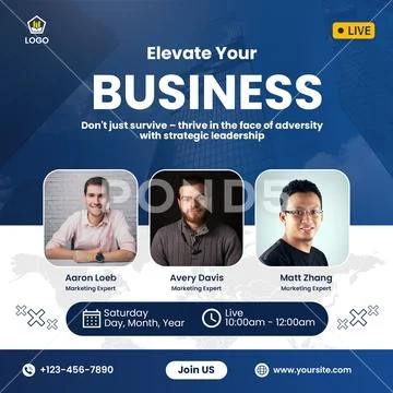 Elevate your business webinar with expert speakers Modello PSD