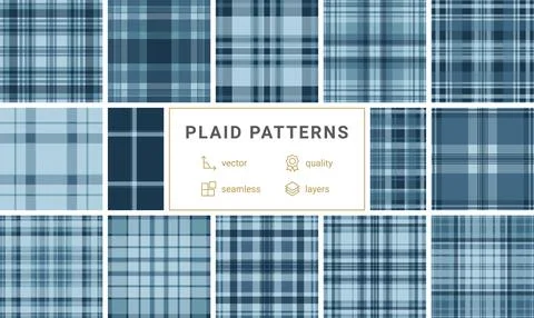 Elevate your creative projects with this classic blue plaid seamless pattern. Stockillustratie
