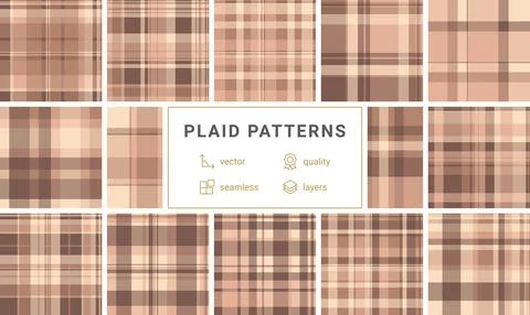 Elevate your designs with this seamless brown and beige tartan plaid pattern. Stock Illustration