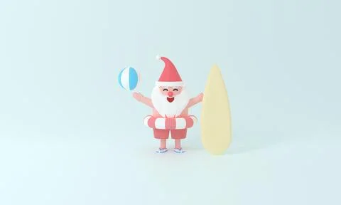 Elevate your festivities with a 3D rendering Santa Claus in a Summer Christmas Ilustración de archivo