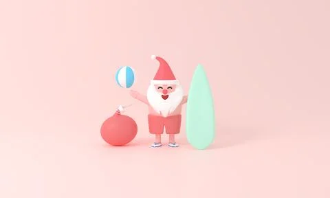 Elevate your festivities with a 3D rendering Santa Claus in a Summer Christmas Illustrazione stock