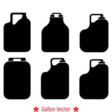 Elevate Your Projects with Gallon Vector Silhouette Set  High Quality Graph.. Stock Illustration