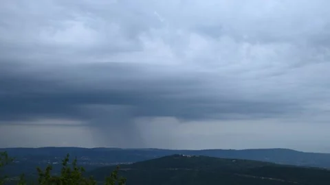 Elevated aerial view time lapse summer storm with rain Stock Footage 138447086
